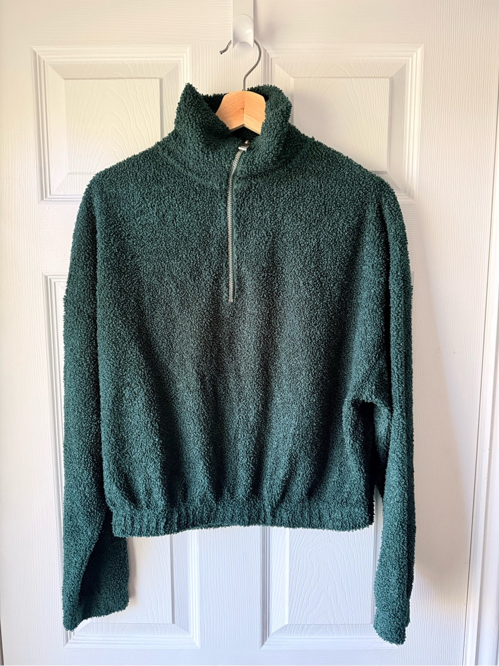 ICÔNE from Simons Cozy Half-Zip Sherpa Pullover Sweater - Forest Green